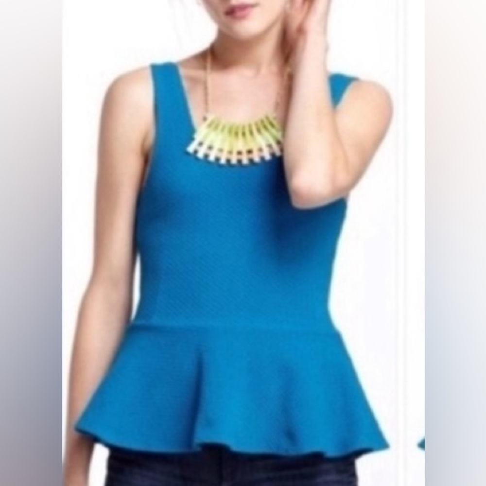 Ganni Teal Peplum Top S